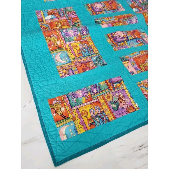 Vintage Zodiac Zen Lion Gold Celestial Star‎ Moon Sun Quilt Handmade Tapestry - Picture 2 of 10